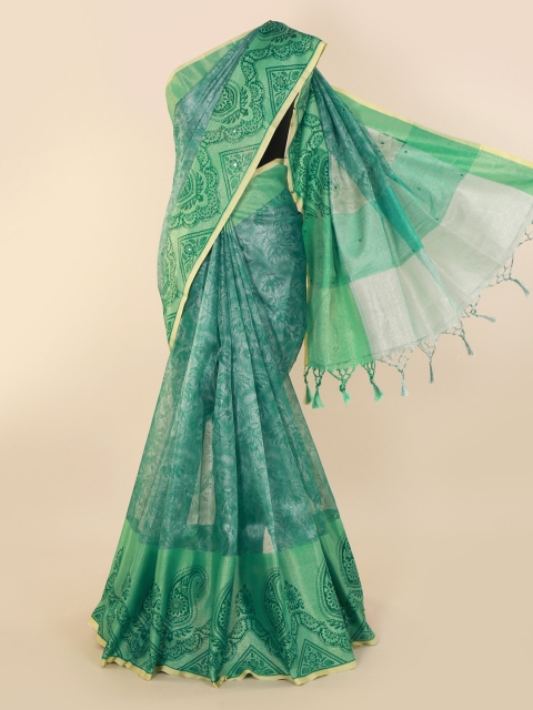 

Pothys Green Floral Printed Tissue Saree