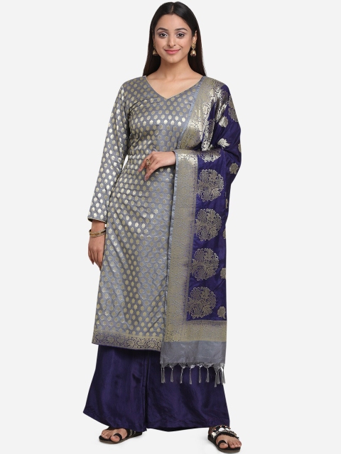 

BOMBAY SELECTIONS Women Purple & Grey Woven Design Unstitched Dress Material