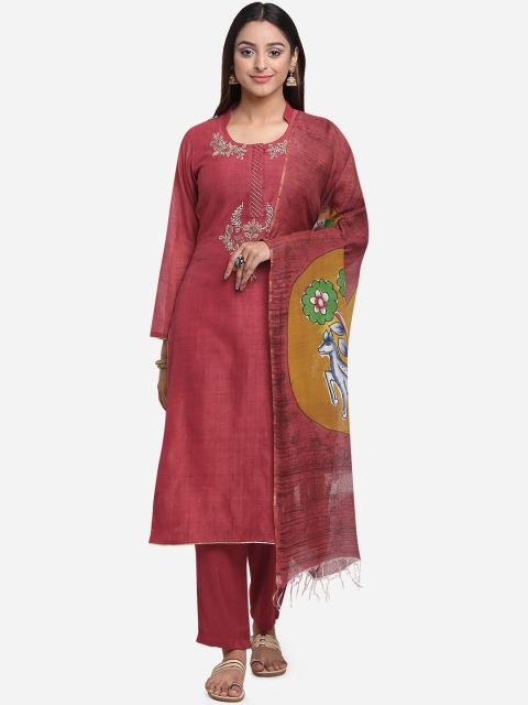 

BOMBAY SELECTIONS Women Maroon Unstitched Dress Material