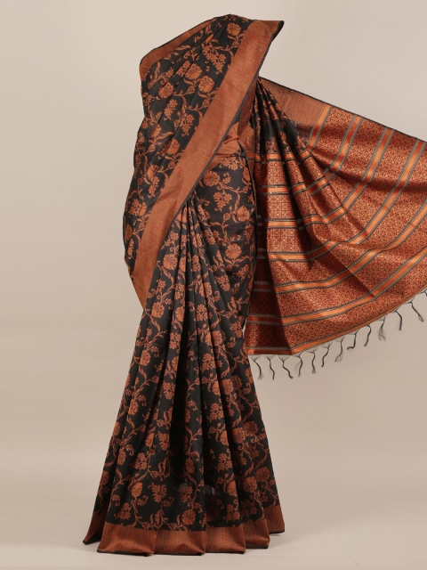 

Pothys Black Printed Jute Silk Saree