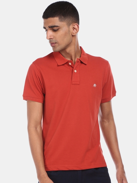 

Aeropostale Men Orange Solid Polo Collar T-shirt