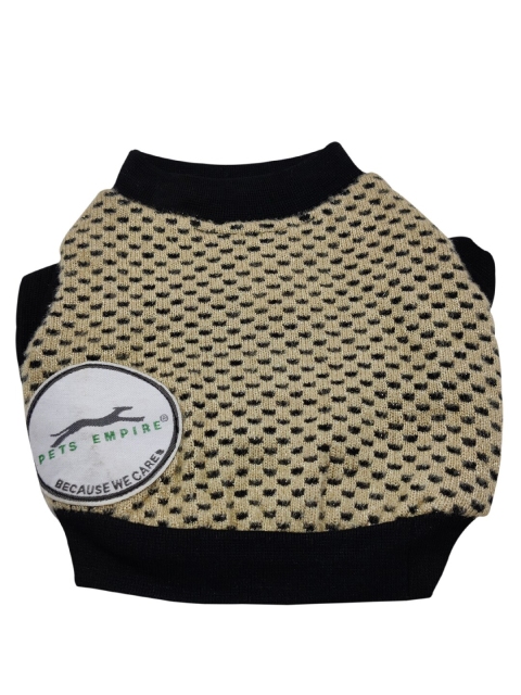 

PETS EMPIRE Cream-Coloured & Black Self-Design Dog Sweater