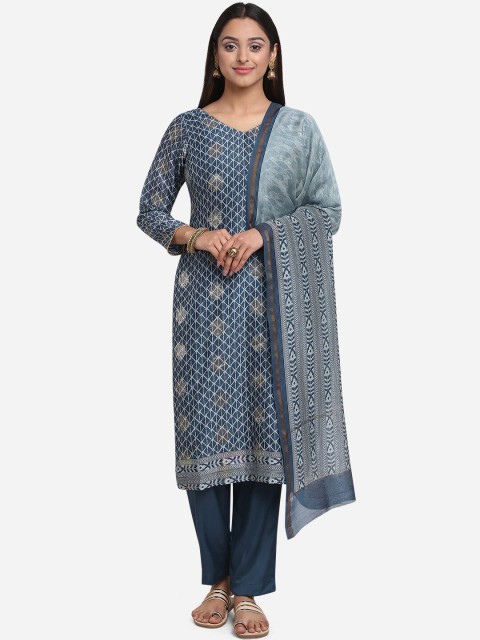 

BOMBAY SELECTIONS Women Blue & White Printed Unstitched Dress Material