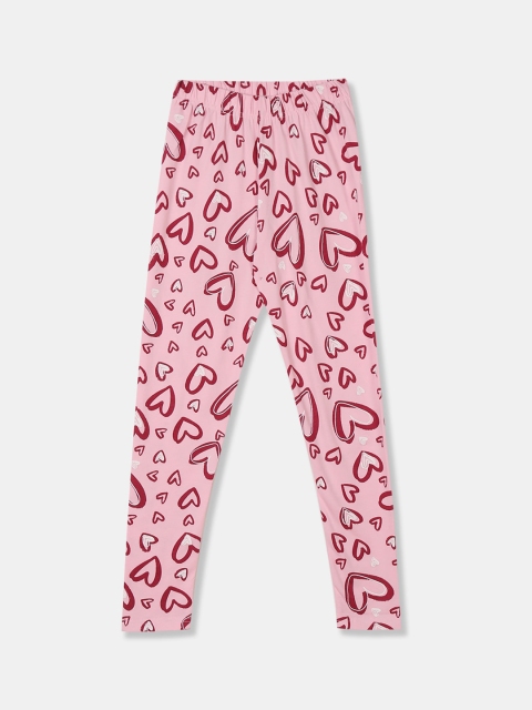 

Cherokee Girls Pink & Burgundy Printed Ankle-Length Leggings