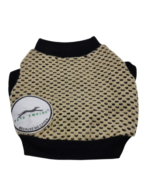

PETS EMPIRE Cream-Coloured & Black Self-Design Dog Sweater