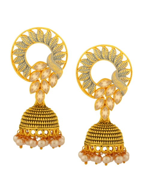 

Alamod Gold-Plated Grey Dome Shaped Jhumkas