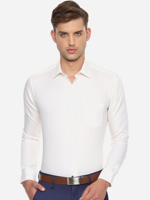 

Van Heusen Men Cream-Coloured Regular Fit Solid Formal Shirt