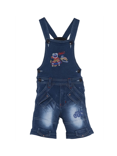 

FirstClap Kids Blue Embroidered Denim Dungarees
