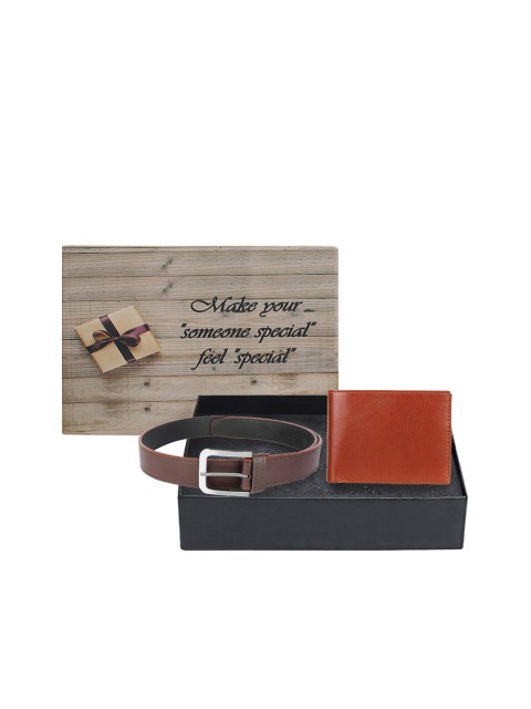 

LONDON FASHION hob Men Brown Textured Accessory Gift Set