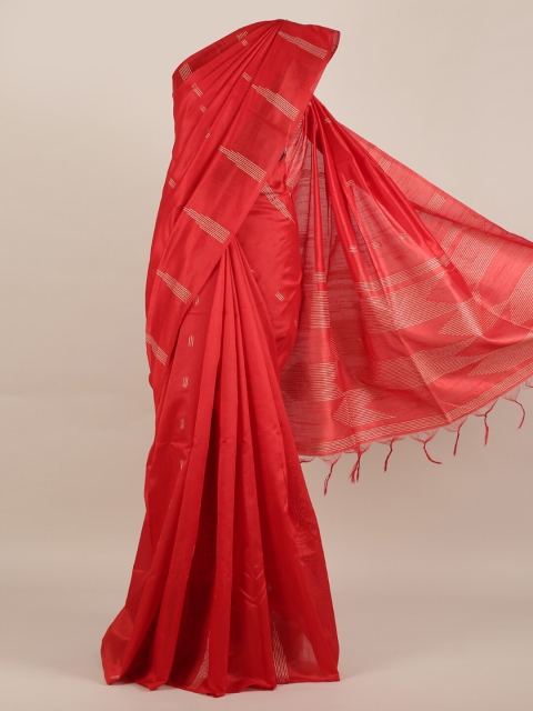 

Pothys Red Woven Design Jute Silk Saree with Jhalar Pallu