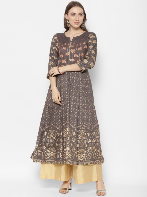 

Ramas Women Grey Floral Printed A-Line Kurti
