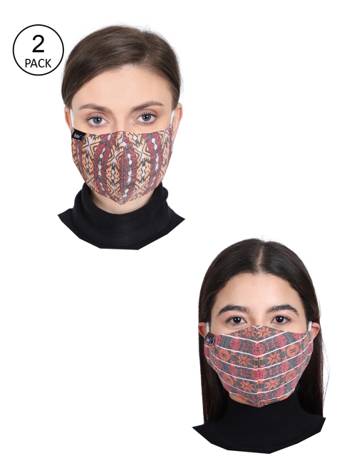 

Anekaant Unisex Pack Of 2 Woven Design 3-Ply Reusable Cloth Masks, Black