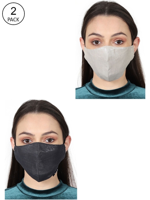 

Anekaant Unisex Pack Of 2 Solid 3-Layer Outdoor Face Masks, Grey