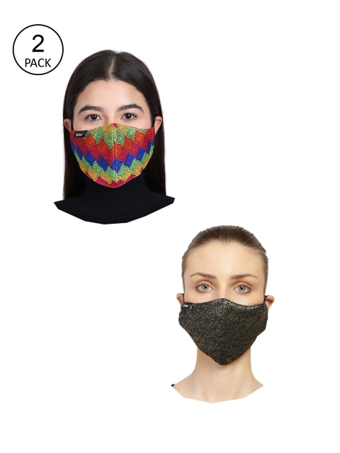 

Anekaant Unisex Pack Of 2 Printed 3-Layer Outdoor Face Masks, Green
