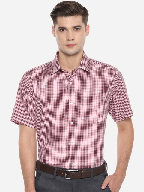 

Van Heusen Men Maroon & Off-White Regular Fit Checked Formal Shirt