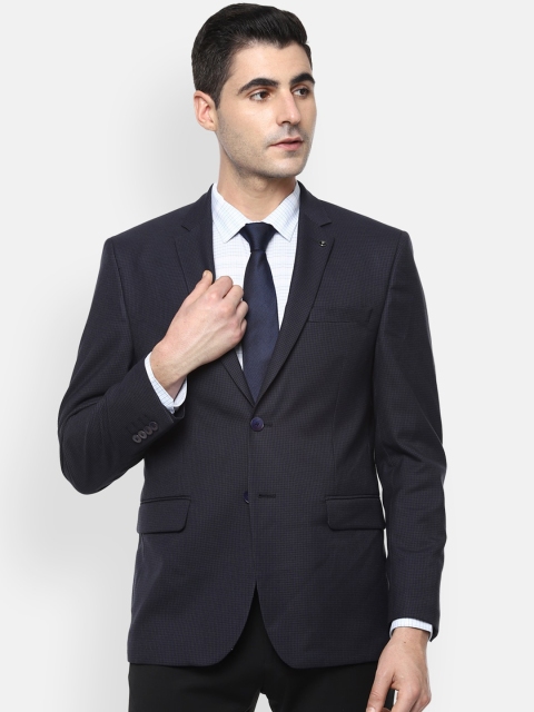 

Van Heusen Men Navy Blue Solid Slim-Fit Single-Breasted Formal Blazer