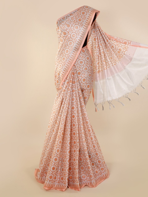 

Pothys Peach-Coloured Woven Design Tissue Saree