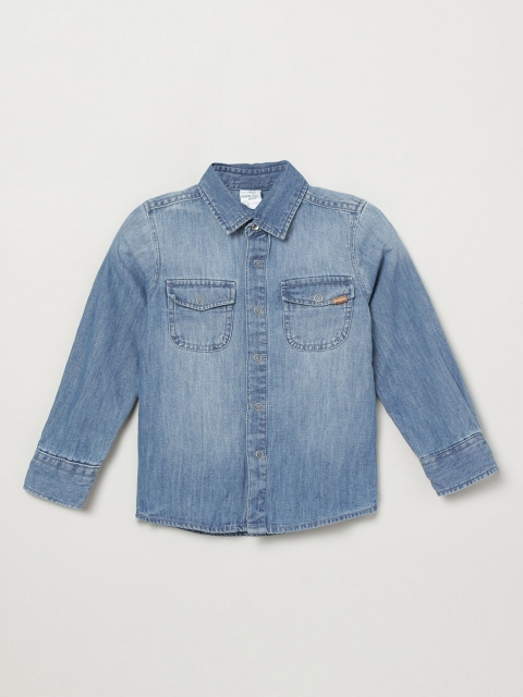 

max Boys Blue Regular Fit Faded Casual Shirt