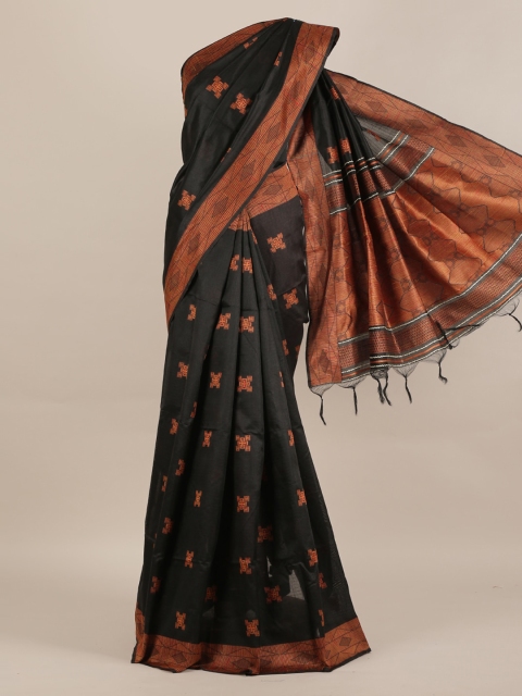 

Pothys Black Woven Design Jute Silk Saree with Jhalar Pallu