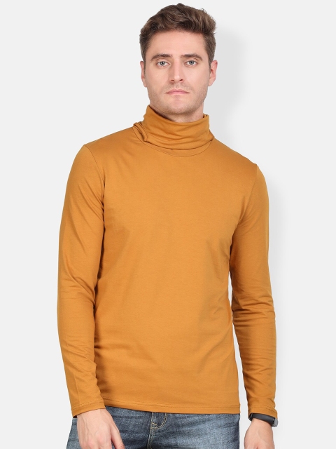 

Snitch Men Mustard Yellow Self Design High Neck T-shirt