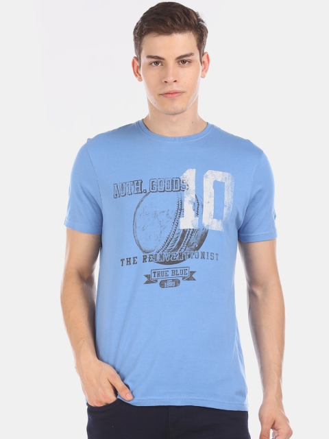 

True Blue Men Blue Printed Round Neck T-shirt