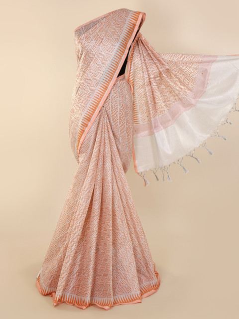 

Pothys Orange Printed Tissue Saree