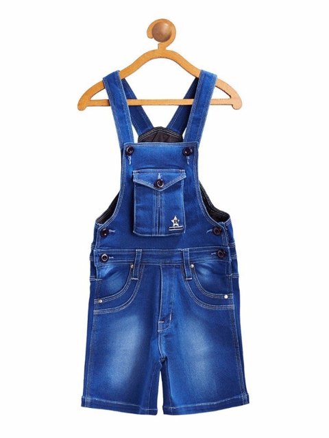 

FirstClap Kids Blue Solid Denim Dungaree