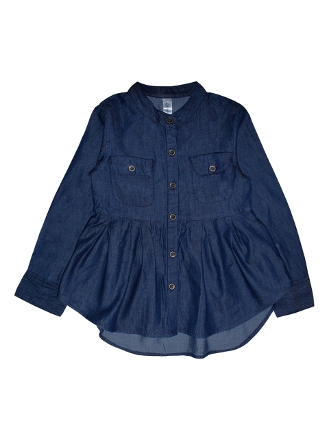

KiddoPanti Girls Blue Solid Shirt Style Top