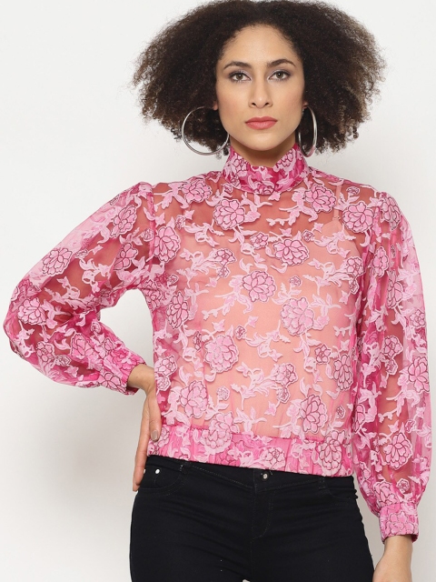 

Twenty3 Women Pink & White Floral Printed Blouson Top