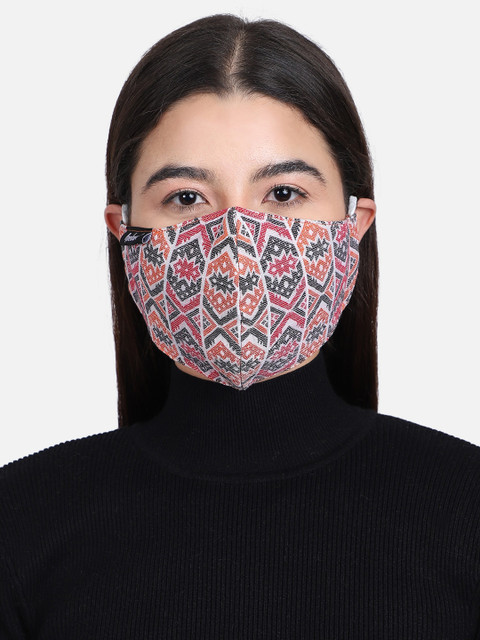 

Anekaant Women White & Orange Printed 3-Ply Reusable Outdoor Face Mask