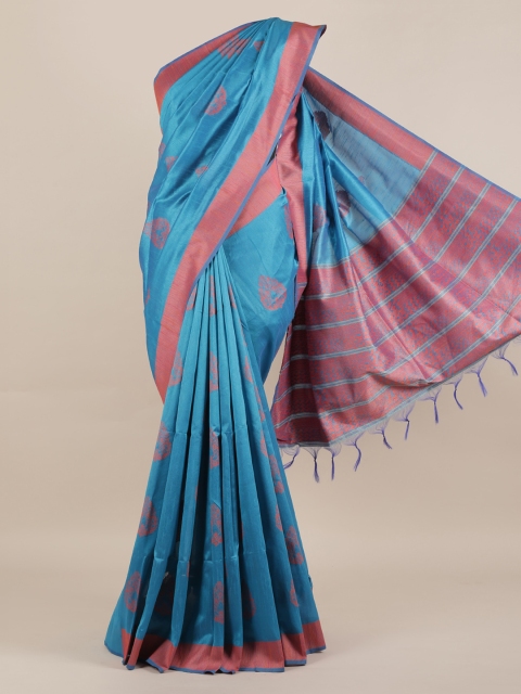 

Pothys Turquoise Blue Woven Design Jute Silk Saree with Jhalar Pallu