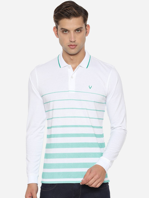 

Allen Solly Men White & TuStriped Polo Collar T-shirt