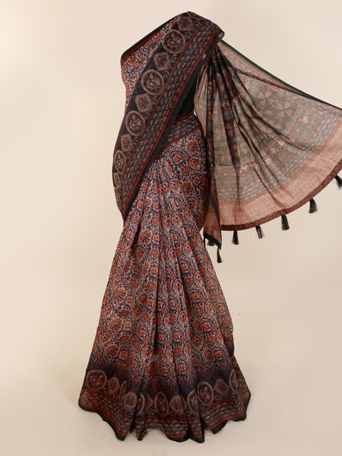 

Pothys Brown Printed Cotton Blend Saree