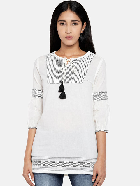 

People Women White & Black Striped Top