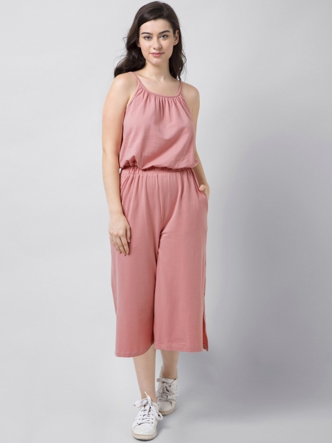 

FabAlley Women Peach-Coloured Solid Basic Jumpsuit