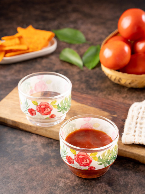 

KOLOROBIA Set Of 2 Green & Red Printed Misty Morning Dip Bowls