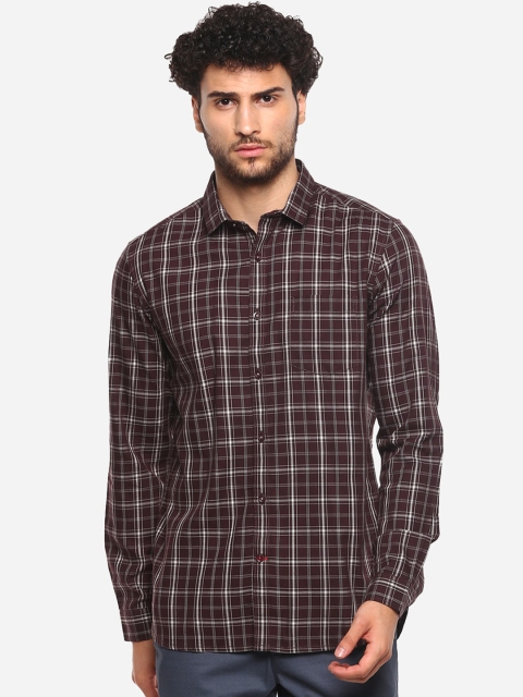 

Red Chief Men Brown Slim Fit Checked Casual Shirt