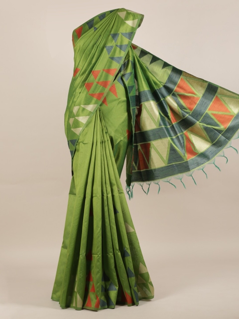 

Pothys Green Printed Jute Silk Saree