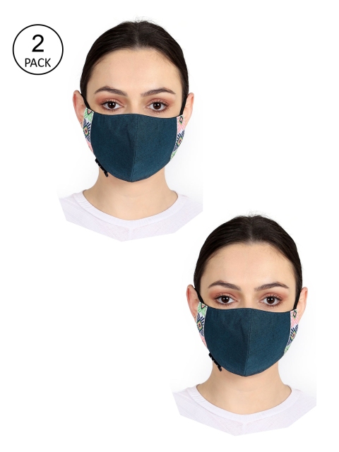 

Anekaant Unisex Pack of 2 Blue & Pink Solid 3-Ply Reusable Fabric Fashion Mask, Multi