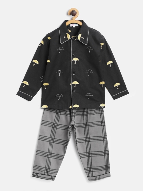 

Kids Clan Kids Black & Grey Night Suit