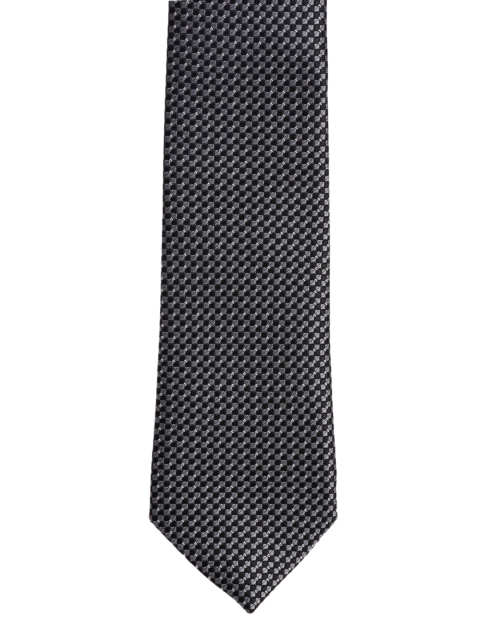 

BuckleUp Men Black & Grey Woven Design Broad Tie