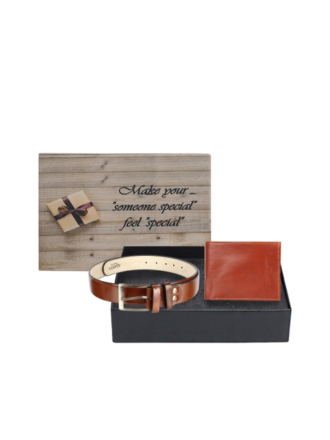 

LONDON FASHION hob Men Tan-Brown & Silver-Toned Accessory Gift Set