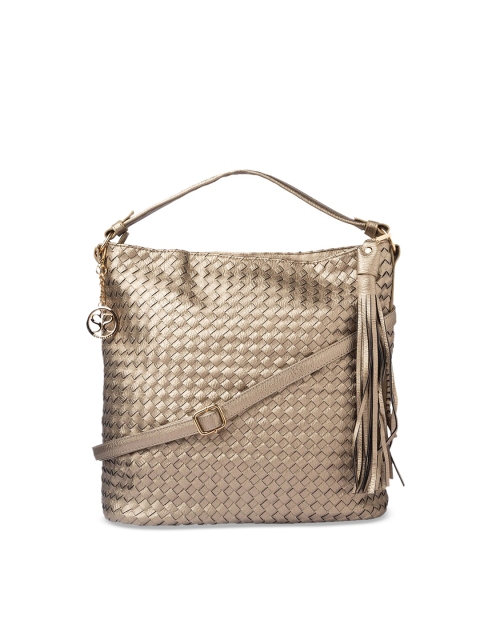 

Sole To Soul Gold-Toned Self Design Hobo Bag