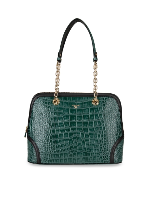 

Da Milano Green Crocodile Skin Textured Leather Shoulder Bag