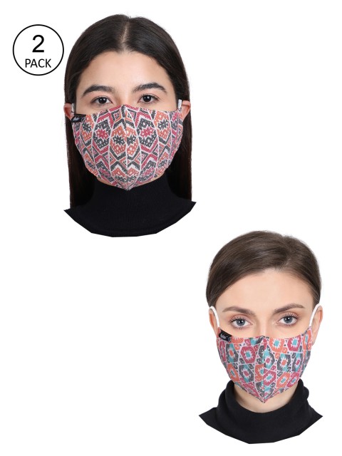

Anekaant Unisex Pack Of 2 Printed 3-Ply Reusable Cloth Masks, Off white