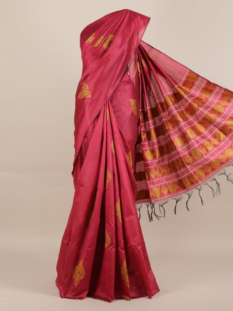 

Pothys Pink Woven Design Jute Silk Saree