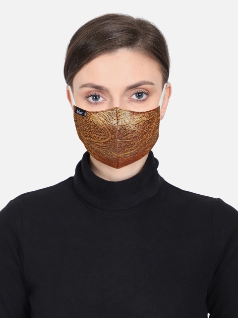 

Anekaant Women Gold-Colored Woven Design Brocade 3-Ply Reusable Cloth Mask