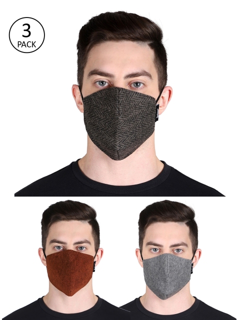 

Anekaant Unisex Pack Of 3 Solid 3-Layer Outdoor Face Masks, Maroon