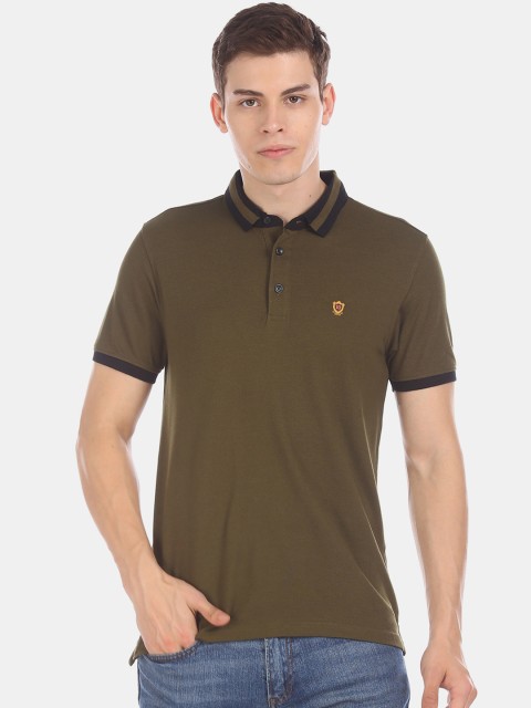 

True Blue Men Olive Green Solid Hood T-shirt