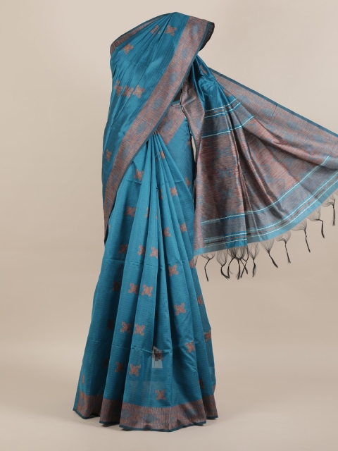 

Pothys Blue Printed Jute Silk Saree